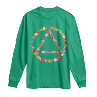 AA Sober Retro Flower Symbol Serenity Recovery Long Sleeve Shirt