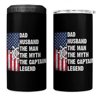 Funny Boat Captain 4 in 1 Can Cooler Tumbler Dad Husband The Man The Myth The Captain Legend