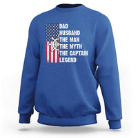 Funny Boat Captain Sweatshirt Dad Husband The Man The Myth The Captain Legend