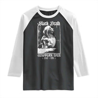 Black Death European Tour Raglan Shirt Plague Rat Medieval History Skull Gothic - Wonder Print Shop