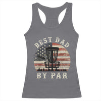 Funny Disc Golf Dad Best Dad By Par Racerback Tank Top Vintage American Flag Fathers Day