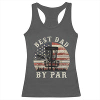Funny Disc Golf Dad Best Dad By Par Racerback Tank Top Vintage American Flag Fathers Day