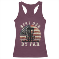 Funny Disc Golf Dad Best Dad By Par Racerback Tank Top Vintage American Flag Fathers Day