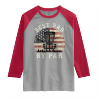 Funny Disc Golf Dad Best Dad By Par Raglan Shirt Vintage American Flag Fathers Day