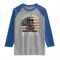 Funny Disc Golf Dad Best Dad By Par Raglan Shirt Vintage American Flag Fathers Day
