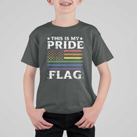 Funny LGBTQ This Is My Pride Flag T Shirt For Kid Rainbow American Flag - Wonder Print Shop