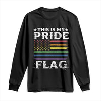 Funny LGBTQ This Is My Pride Flag Long Sleeve Shirt Rainbow American Flag - Wonder Print Shop