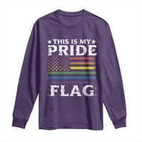 Funny LGBTQ This Is My Pride Flag Long Sleeve Shirt Rainbow American Flag - Wonder Print Shop