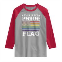 Funny LGBTQ This Is My Pride Flag Raglan Shirt Rainbow American Flag - Wonder Print Shop