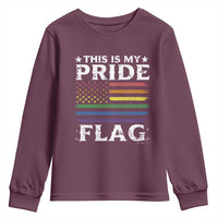 Funny LGBTQ This Is My Pride Flag Youth Sweatshirt Rainbow American Flag - Wonder Print Shop