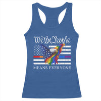 We The People Means Everyone US Constitution LGBT Pride Racerback Tank Top Rainbow Bald Eagle