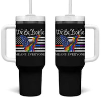 We The People Means Everyone US Constitution LGBT Pride Tumbler With Handle Rainbow Bald Eagle