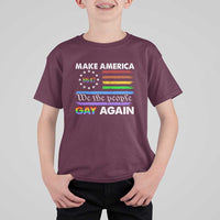 Funny Make America Gay Again 8647 T Shirt For Kid Rainbow Betsy Ross Flag - Wonder Print Shop