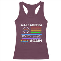 Funny Make America Gay Again 8647 Racerback Tank Top Rainbow Betsy Ross Flag - Wonder Print Shop