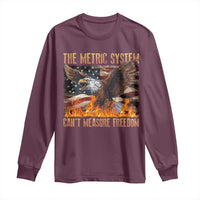 Funny The Metric System Can't Measure Freedom Long Sleeve Shirt 4th of July Fire Eagle USA Flag Meme - Wonder Print Shop