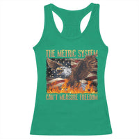 Funny The Metric System Can't Measure Freedom Racerback Tank Top 4th of July Fire Eagle USA Flag Meme - Wonder Print Shop