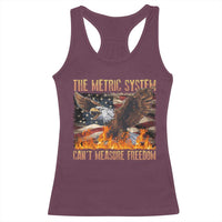 Funny The Metric System Can't Measure Freedom Racerback Tank Top 4th of July Fire Eagle USA Flag Meme - Wonder Print Shop