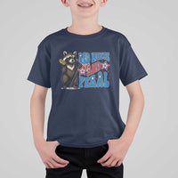 Funny Red White And Feral T Shirt For Kid Raccoon 4th of July Patriotic - Wonder Print Shop
