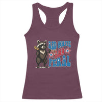 Funny Red White And Feral Racerback Tank Top Raccoon 4th of July Patriotic - Wonder Print Shop