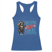 Funny Red White And Feral Racerback Tank Top Raccoon 4th of July Patriotic - Wonder Print Shop