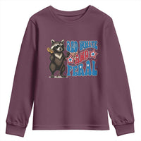 Funny Red White And Feral Youth Sweatshirt Raccoon 4th of July Patriotic - Wonder Print Shop