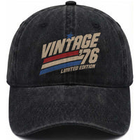 50th Birthday Washed Cotton Baseball Cap Vintage 1976 50 Years Old Birthday USA Stripes
