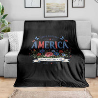 Floral 250th Birthday of America 250 Years USA Patriotic Throw Blanket