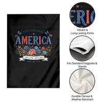 Floral 250th Birthday of America 250 Years USA Patriotic Garden Flag