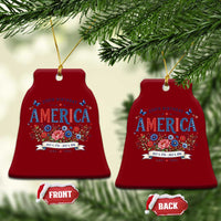 Floral 250th Birthday of America 250 Years USA Patriotic Ceramic Ornament