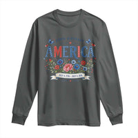 Floral 250th Birthday of America 250 Years USA Patriotic Long Sleeve Shirt
