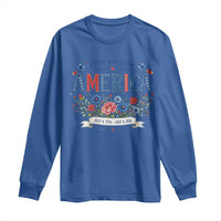 Floral 250th Birthday of America 250 Years USA Patriotic Long Sleeve Shirt