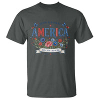 Floral 250th Birthday of America 250 Years USA Patriotic T Shirt
