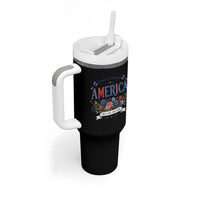 Floral 250th Birthday of America 250 Years USA Patriotic Tumbler With Handle