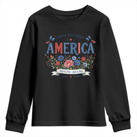 Floral 250th Birthday of America 250 Years USA Patriotic Youth Sweatshirt