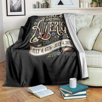 Floral America 250th Birthday Throw Blanket 4th of July America 250 Years Retro