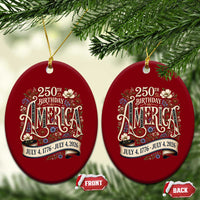 Floral America 250th Birthday Ceramic Ornament 4th of July America 250 Years Retro