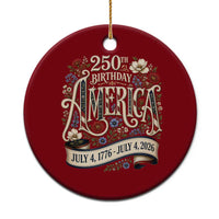 Floral America 250th Birthday Ceramic Ornament 4th of July America 250 Years Retro