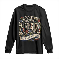 Floral America 250th Birthday Long Sleeve Shirt 4th of July America 250 Years Retro