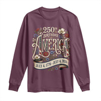 Floral America 250th Birthday Long Sleeve Shirt 4th of July America 250 Years Retro