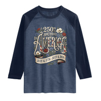 Floral America 250th Birthday Raglan Shirt 4th of July America 250 Years Retro