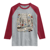 Floral America 250th Birthday Raglan Shirt 4th of July America 250 Years Retro