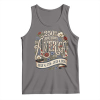 Floral America 250th Birthday Tank Top 4th of July America 250 Years Retro