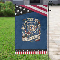 Floral America 250th Birthday Patriotic Garden Flag 4th of July America 250 Years Retro