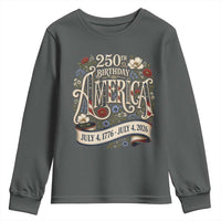 Floral America 250th Birthday Youth Sweatshirt 4th of July America 250 Years Retro