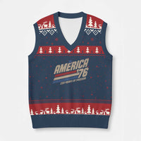 250th Anniversary USA America 76 V-Neck Knit Sweater Vest 250 Years Of Freedom 1776 2026 Retro
