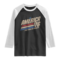 250th Anniversary USA America 76 Raglan Shirt 250 Years Of Freedom 1776 2026 Retro
