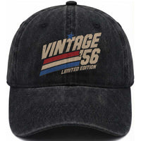 70th Birthday Washed Cotton Baseball Cap Vintage 1956 70 Years Old Birthday USA Stripes
