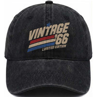60th Birthday Washed Cotton Baseball Cap Vintage 1966 60 Years Old Birthday USA Stripes