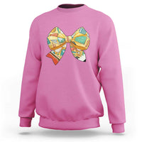 Funny Back To School Sweatshirt Cute Coquettes School Supplies Bow First Day - Wonder Print Shop