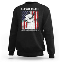 Funny Llama Sweatshirt Hawk Tuah Spit On That Thang American Flag - Wonder Print Shop
